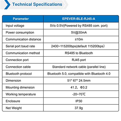 Epever Ble Rj45 A Bluetooth Module For Mppt Solar Charge Controller