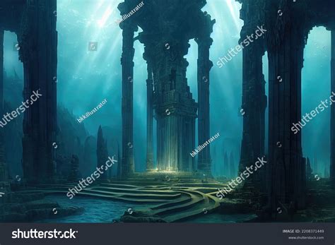 Atlantis Lost Underwater City 3d Illustration Stock Illustration ...