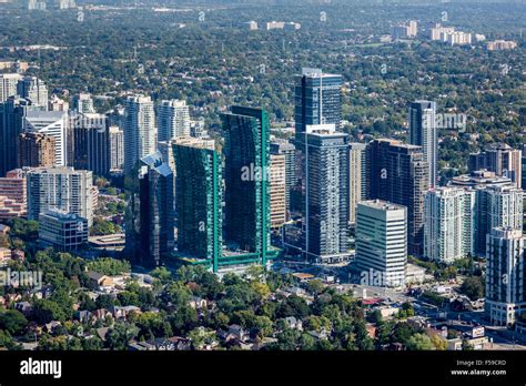 Aerial view of North York, Ontario from highway 401 and Yonge St Stock ...