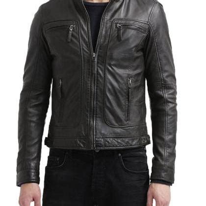 Men Leather Jacket Handmade Black Motorcycle Solid Lambskin Leather