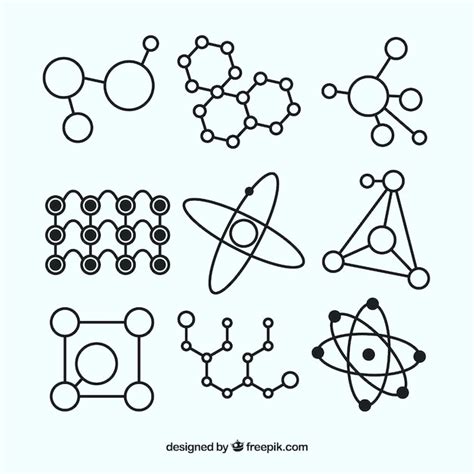 Desenhos De Moléculas - Coleção de estruturas de moléculas | Vetor Premium