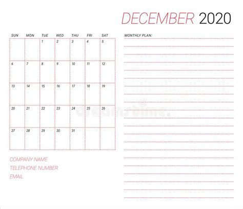 Dezember 2020 Desk Kalender Vektorgrafik Vektor Abbildung