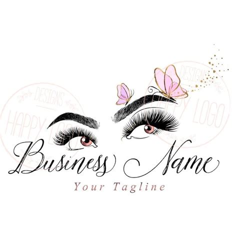 Digital Custom Logo Design Lash Butterfly Logo Eyes Pink Etsy