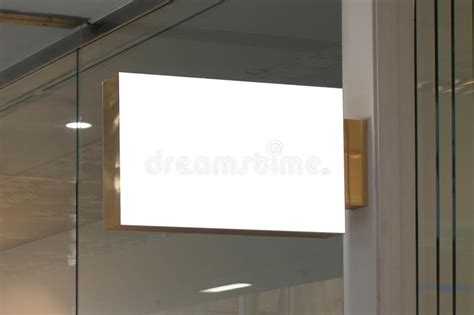 Horizontal Rectangular White Empty Signage Mock Up Of Store Shop In