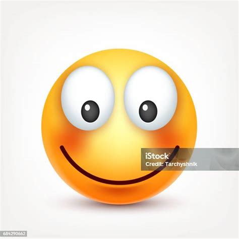 Smiley Tersenyum Bahagia Emoticon Wajah Kuning Dengan Emosi Ekspresi