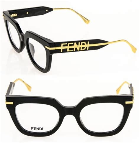 Fendi Fendigraphy Hobo Logo 50065 001 Black Eyeglass Optical Frame 50mm Fe50065i Ebay