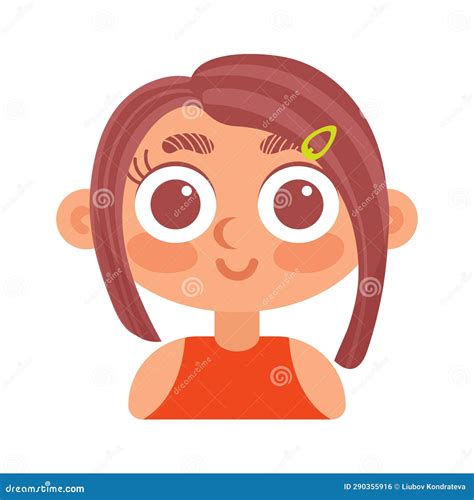 Funny Brunette Girl In Top Smiling In Cartoon Style Human Emotions Stock Vector Illustration