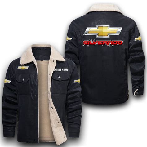 Chevy Silverado Sherpa Lined Leather Jacket Black And Brown Vintage