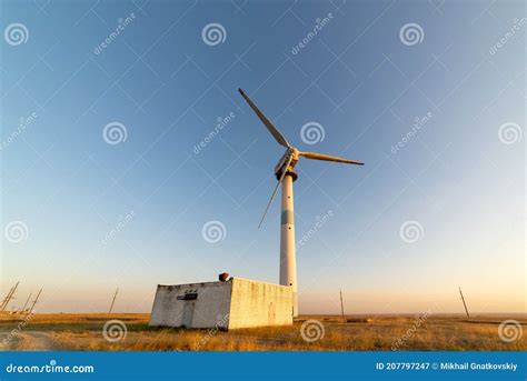 Old Abandoned Wind Turbines In The Desert Landscape Stock Image Image