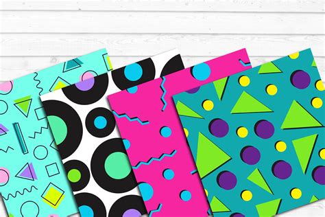 12 80s 90s Style Retro Neon Pop Art Pattern Digital Papers 232124