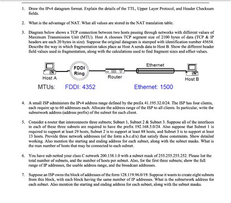 Solved 1 Draw The Ipv4 Datagram Format Explain The Details