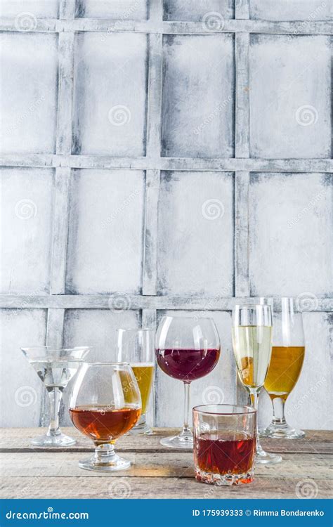 Selection Of Different Alcoholic Drinks Stock Image Image Of Tequila