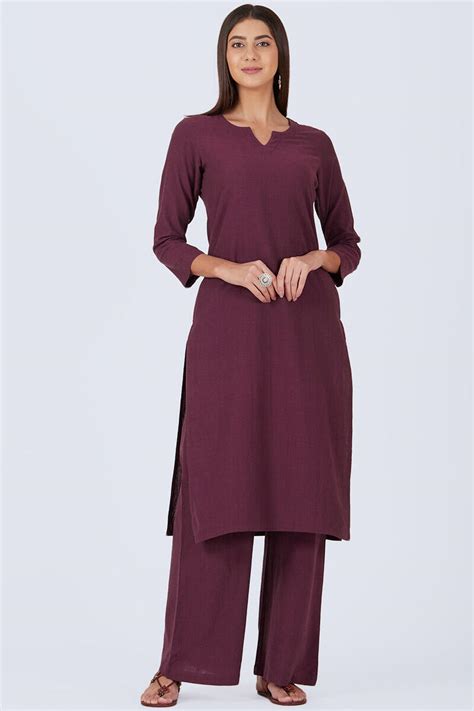 Cotton Kurtas Online Buy Wine Cotton Kurtas Online