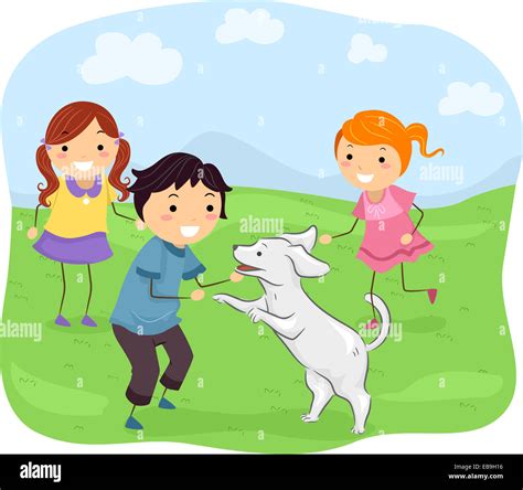 Kids Walking Dog Clip Art