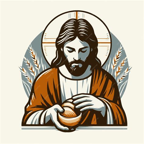 Illustration Of Jesus Christ Breaking Bread Premium Ai Generated Vector