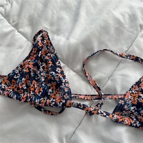 Blue Floral Bikini Top Bikinitop Floralbikini Depop