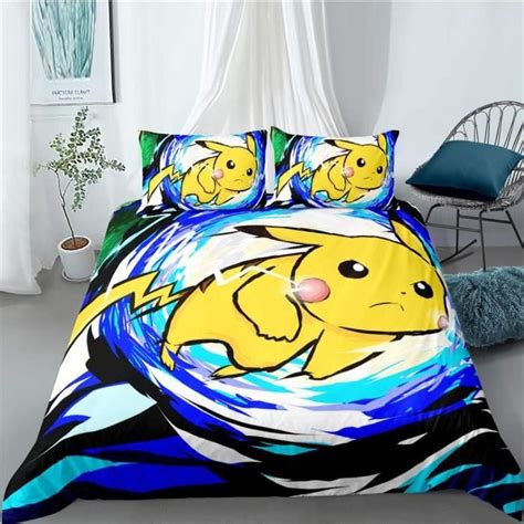 Parure De Lit Pok Mon D Pikachu Pour Enfant Housse De Couette Et