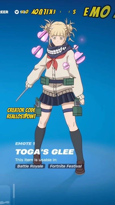 New Togas Glee Emote Fortnite Himiko Toga Youtube