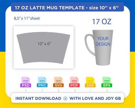 Latte Coffee Mug Template Svg Png Dxf Eps Label Wrap Etsy