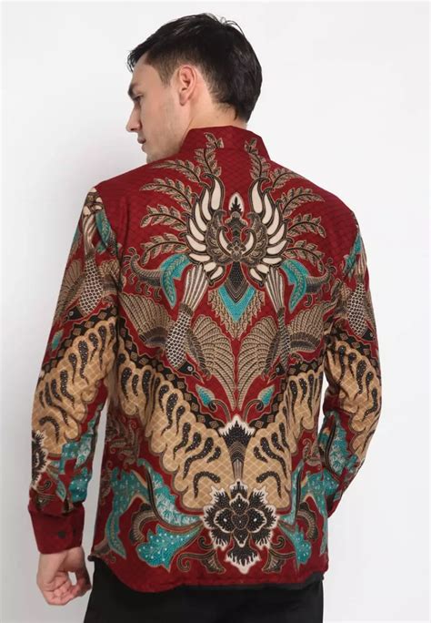 Jual Abiroy Mahesa Maron Kemeja Batik Premium Pria Slimfit Elegan