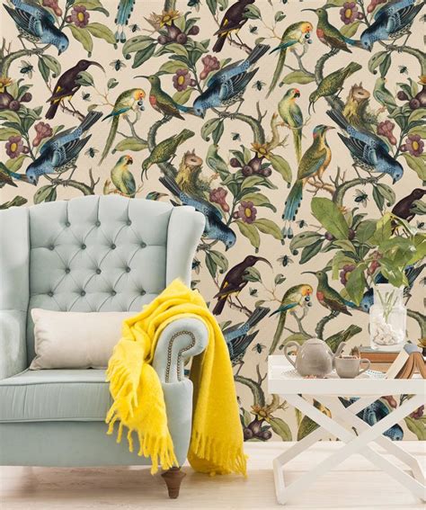 Ornithology Wallpaper Stylish Bird Branch Design Milton King AUS