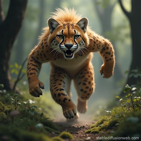 Furry Cheetah Monster In High Detail 8k Horror Scene Stable Diffusion