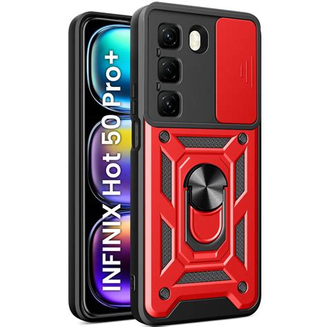 Etui Pancerne Do Infinix Hot 50 Pro 4G CamShield Slide Czerwone Sklep XGSM Pl