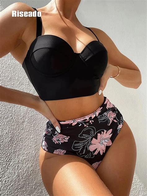 Riseado Push Up Swimsuit Bikini High Waist Swimwear Women