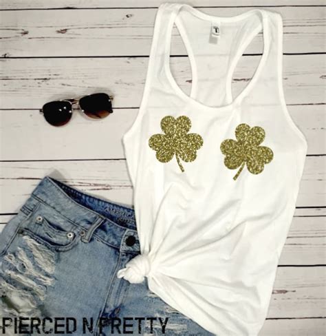 Glitter St Patricks Day Womens Shirt Shamrock Tank Top Shirt Etsy