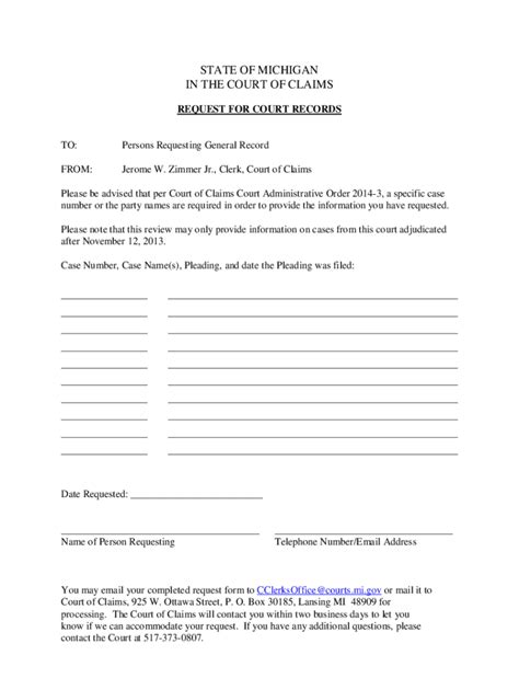 Fillable Online Coc Request For Court Records Form Coc Request For