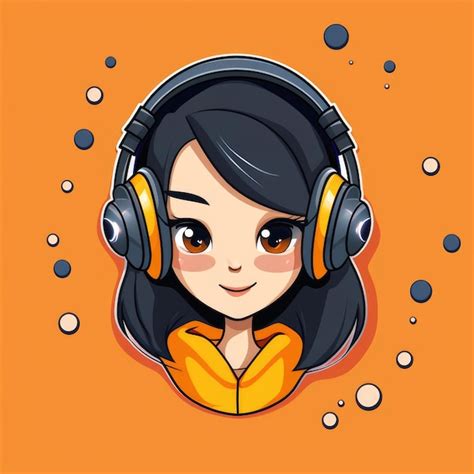 Premium Ai Image Cartoon Flat Of A Cute Girl Wearing Headphone Ai Generative