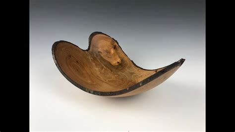 Woodturning Natural Edge Bowl From A Cherry Crotchwood Branch Wood