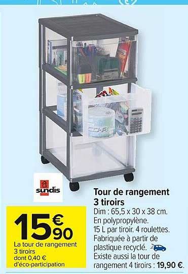 Promo Tour De Rangement Tiroirs Sundis Chez Carrefour Market