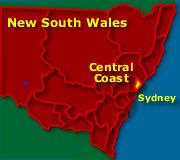 Central Coast Map, NSW Beaches, National Parks, Towns