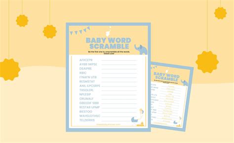 Printable Baby Shower Game Baby Word Scramble Boho Rainbow And Sunshine