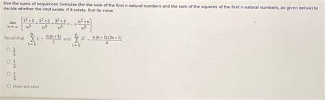 Solved Use the sums of sequences formulas (for the sum of | Chegg.com 