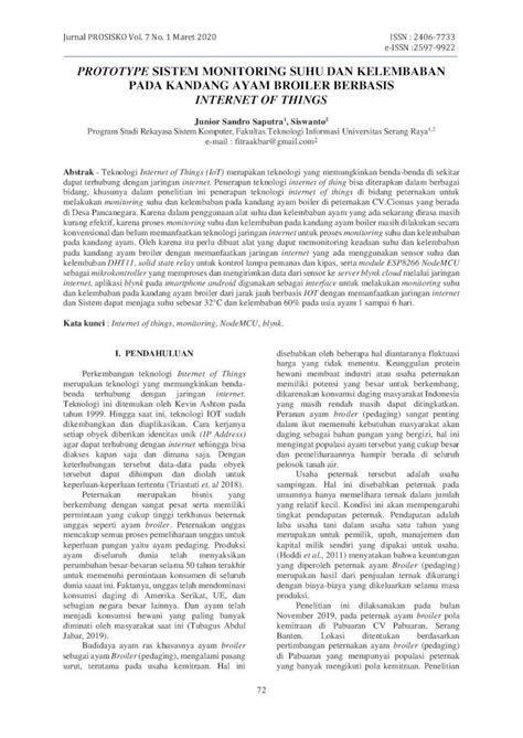 Pdf Prototype Sistem Monitoring Suhu Dan Kelembaban  · 2020 8 4 · Dalam Pembuatan Sistem