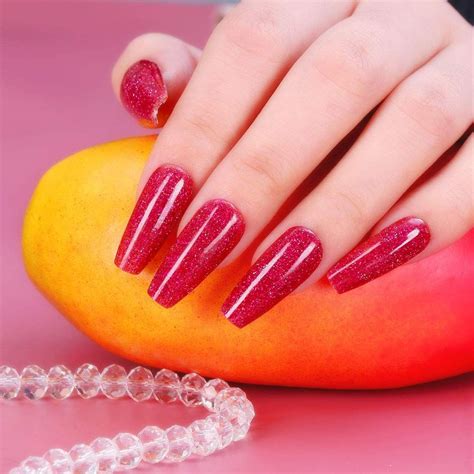 Sparkling Red With Dipping Powder Nail Accessories Bright Nails Gel