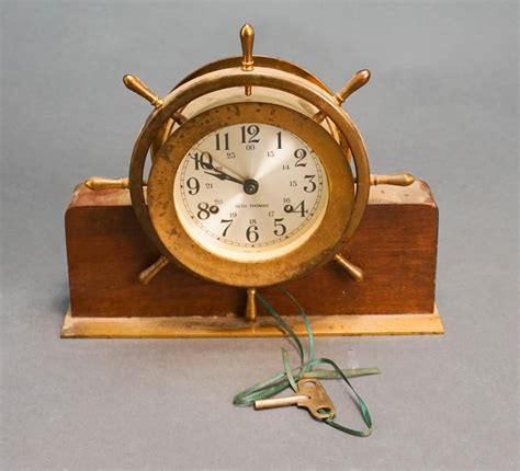 Lot Seth Thomas Brass Ship S Clock