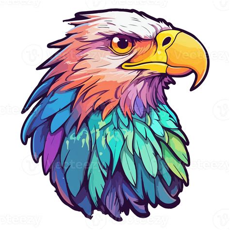 Colorful Eagle Head Logo Pop Art Style Eagle Face Sticker Pastel Cute