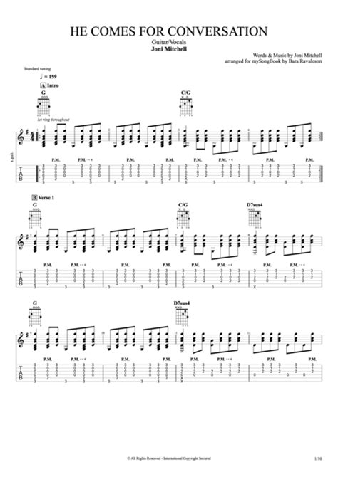 He Comes For Conversation Tab By Joni Mitchell Guitar Pro Guitar