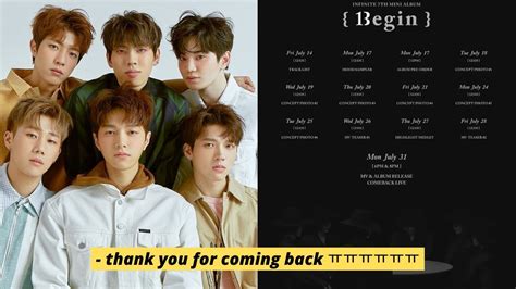 Netizens React To Infinites 13egin Comeback Scheduler Youtube