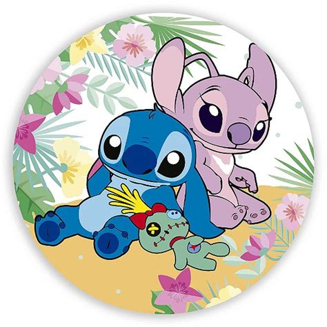 Painel Redondo Stitch E Angel Lilo E Stitch Sublimado D