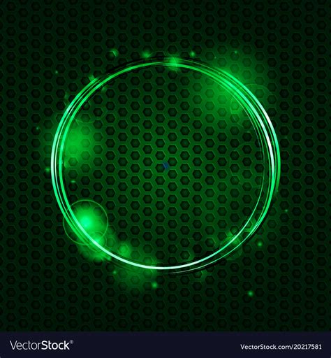 Abstract Green Mesh And Glowing Circle Background Vector Image