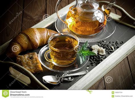 Black Tea Is A Hot Drink Stock Photo Image Of Cookies