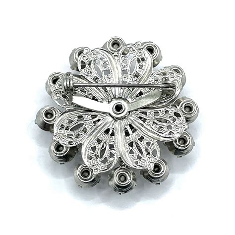 S Rhinestone Snowflake Brooch