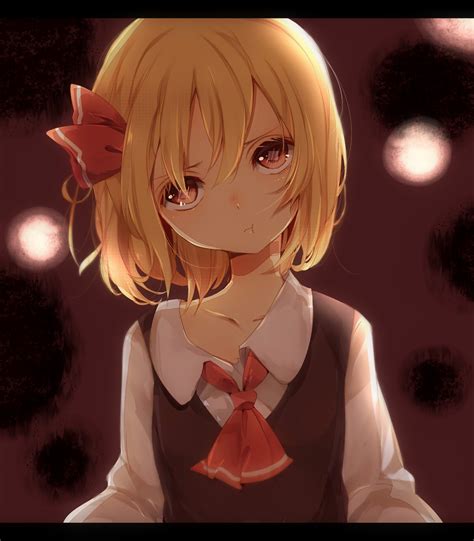 Safebooru 1girl Ascot Blonde Hair Dark Hair Ribbon Head Tilt Highres Letterboxed Long Sleeves
