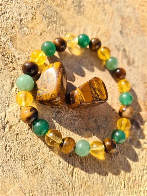 Citrine Green Aventurine Tigers Eye Healing Bracelet Mm Etsy