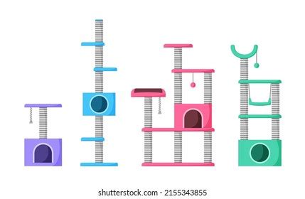 Cat Trees Scratching Posts Set Cat Stock Vector (Royalty Free ...