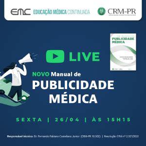 CRM PR promove live sobre o novo manual de publicidade médica do CFM